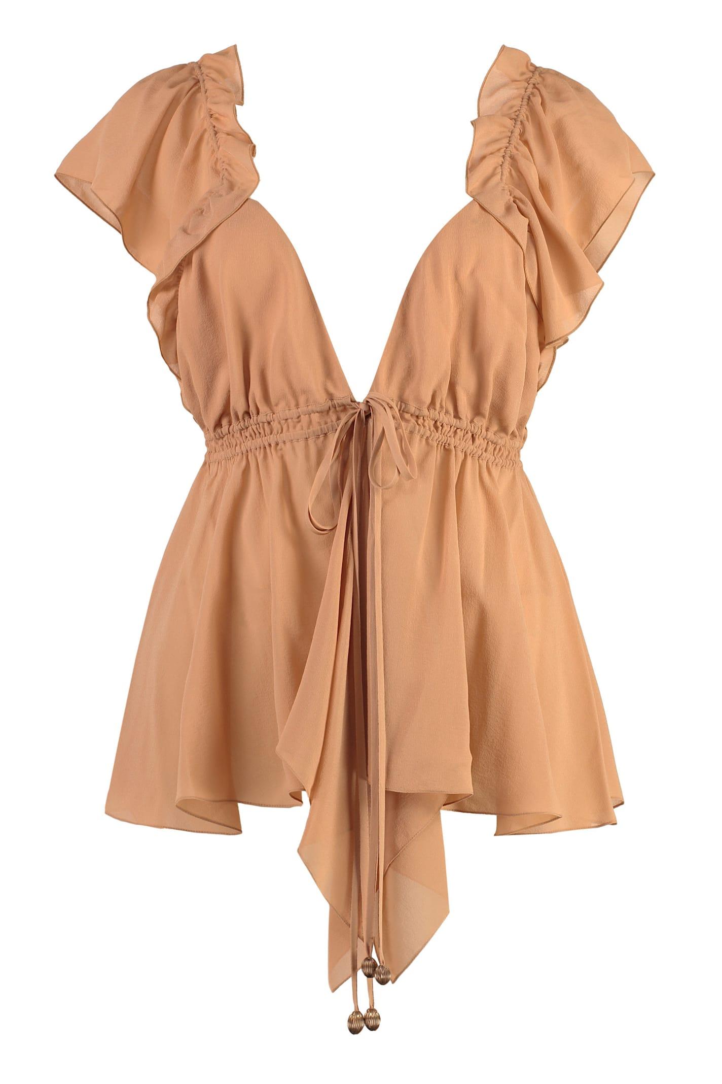 chloé ruffled silk top