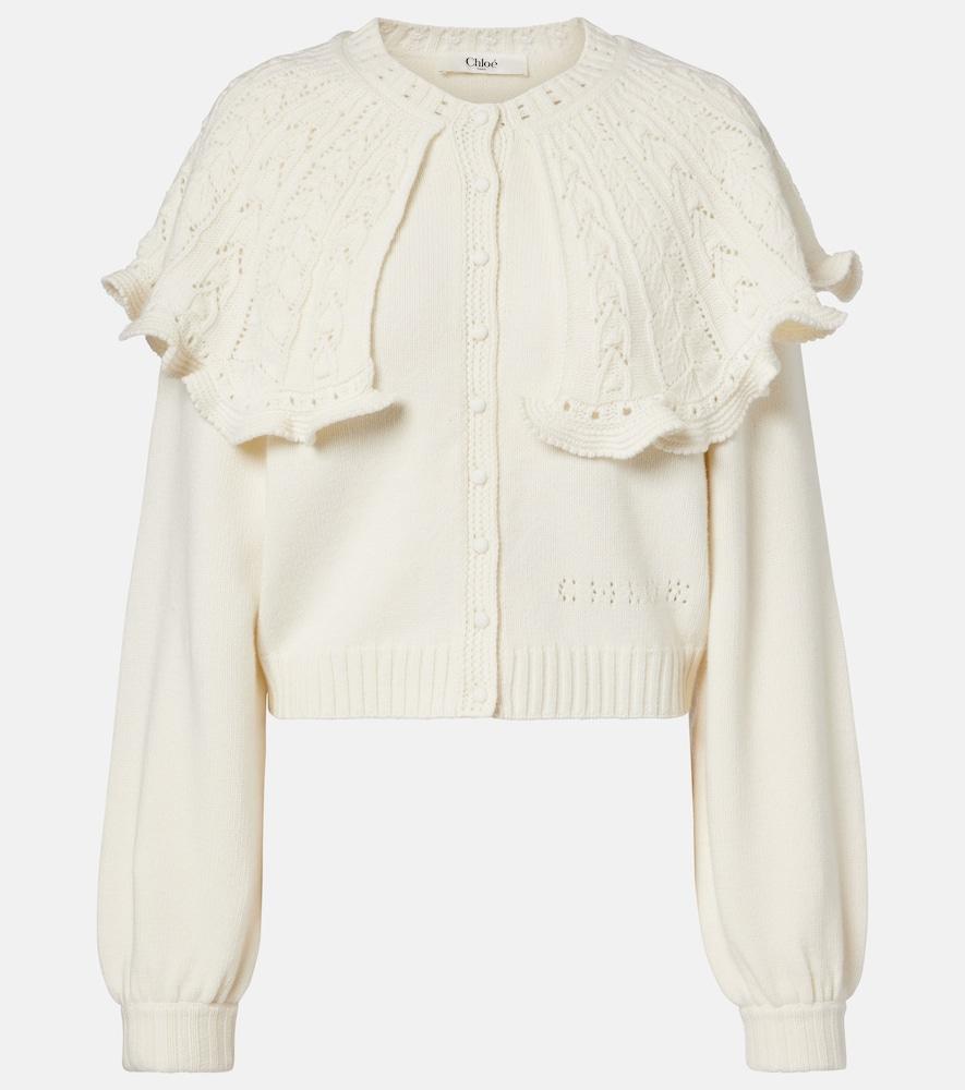 chloé ruffled wool and cashmere cardigan