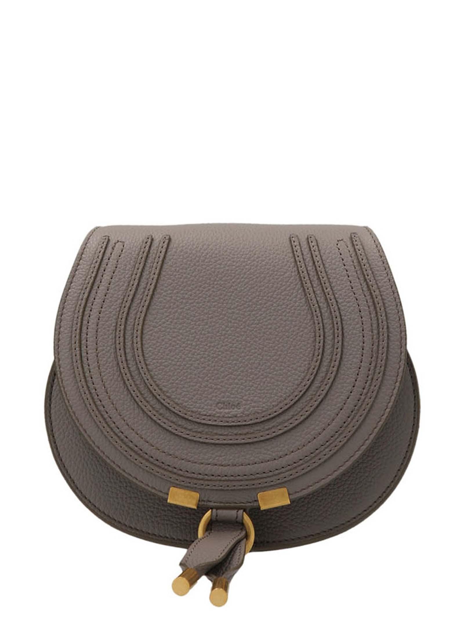 chloé saddle marcie small crossbody bag gray lamb leather - women