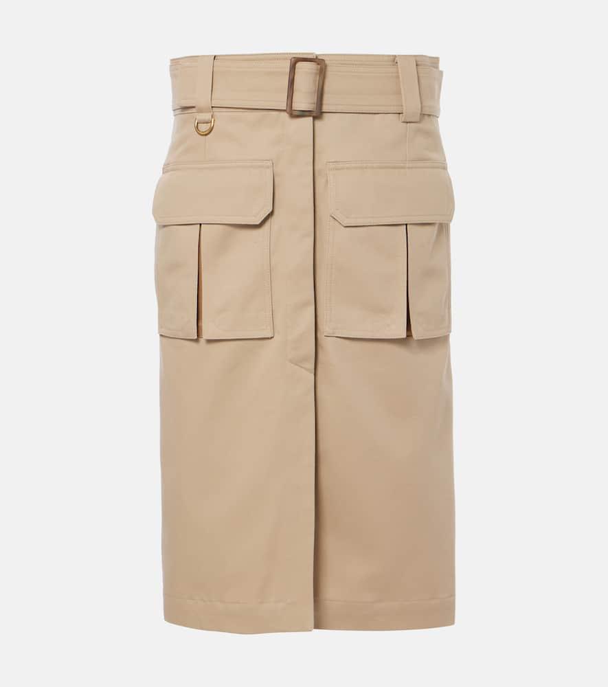 chloé saharienne cotton gabardine cargo skirt
