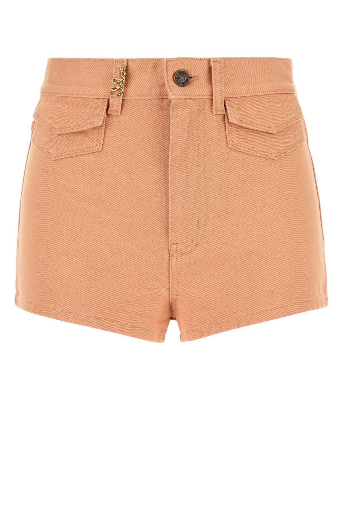 chloé salmon denim shorts