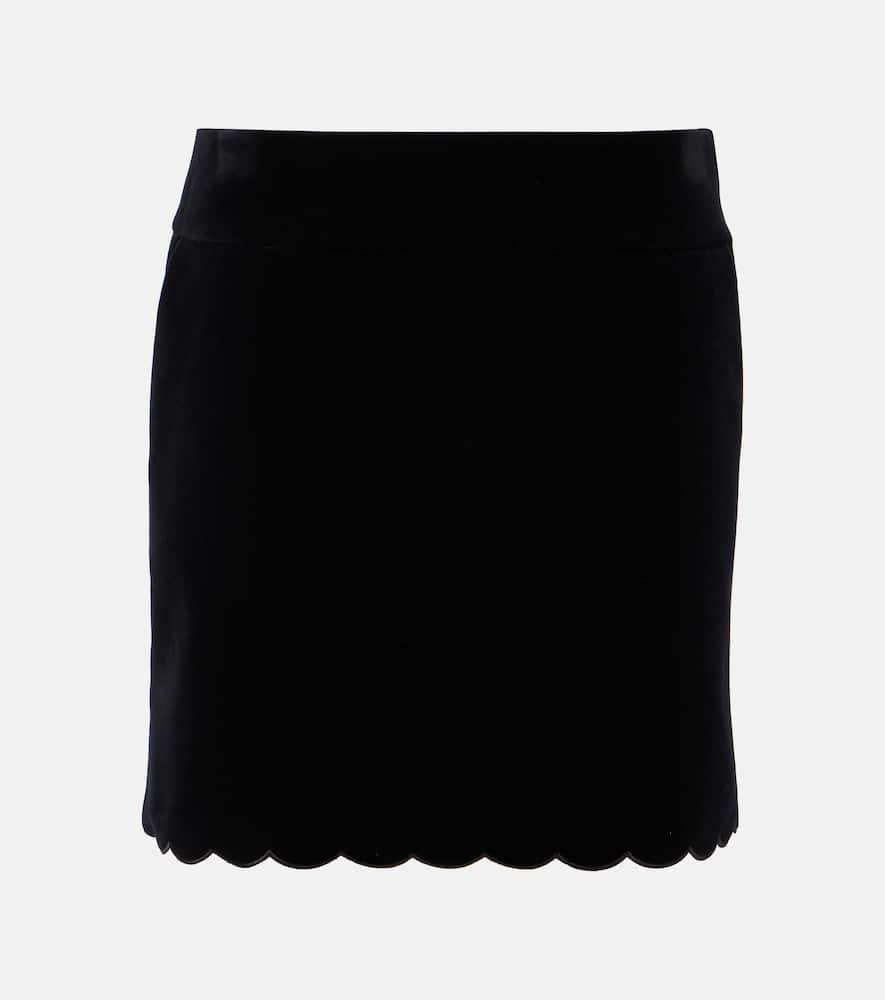 chloé scalloped cotton velvet miniskirt