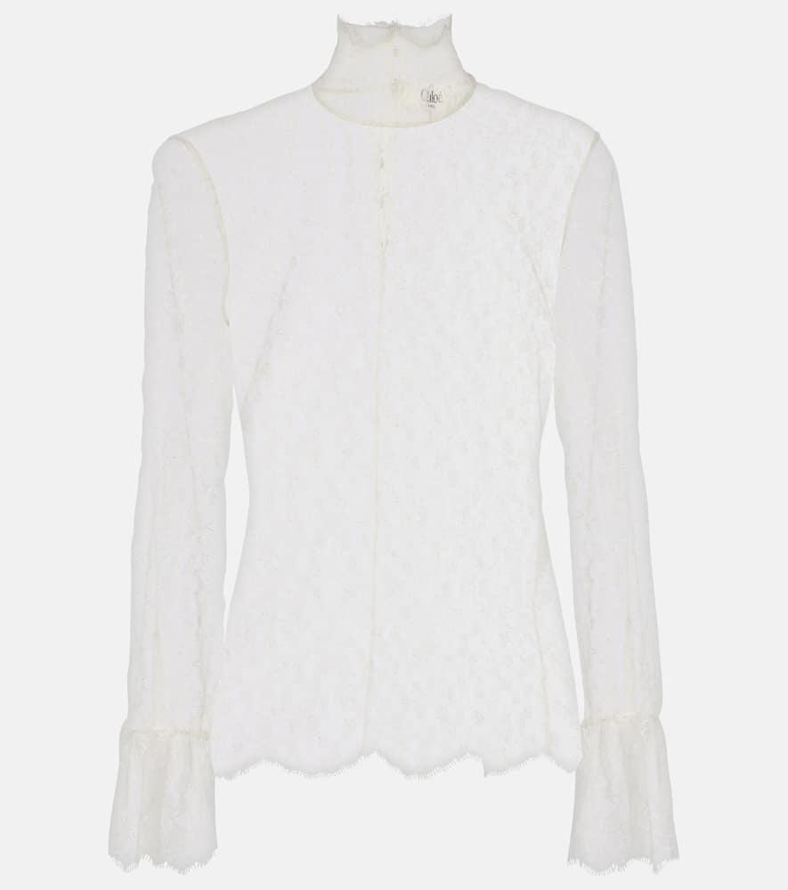 chloé sheer floral lace blouse