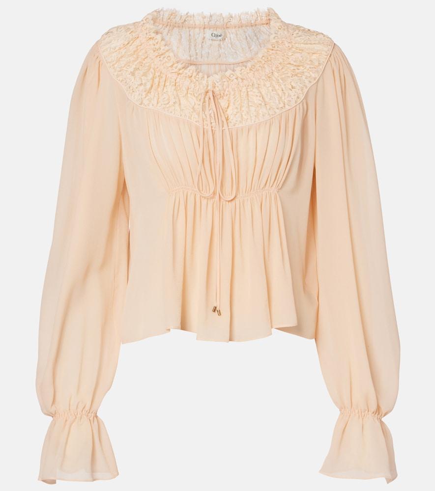chloé shirred cropped lace