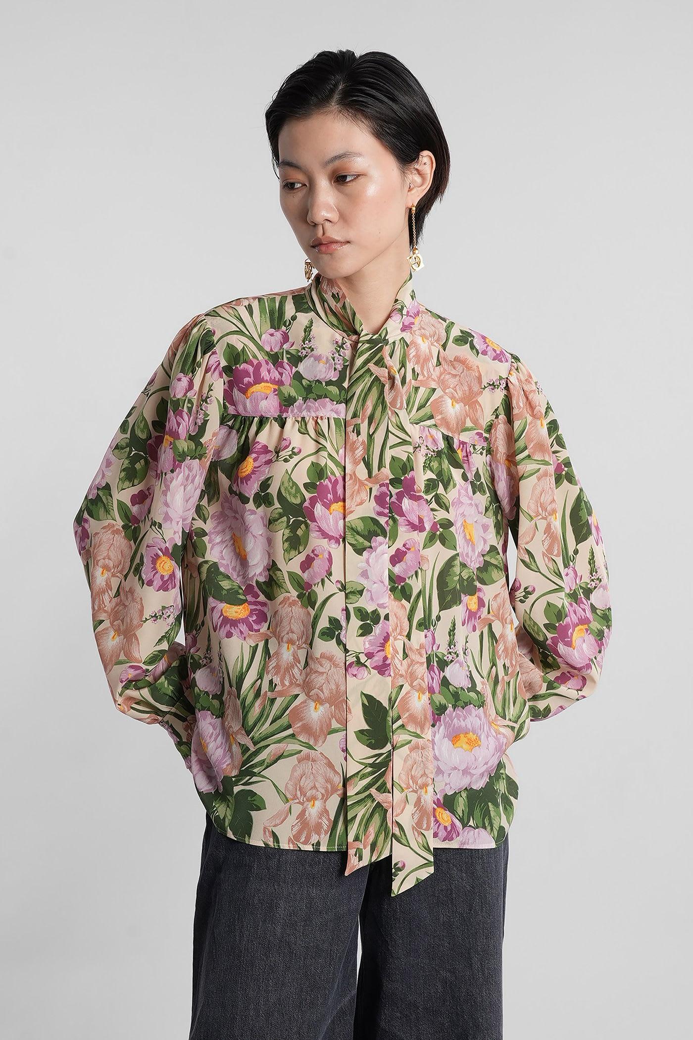 chloé shirt in multicolor silk