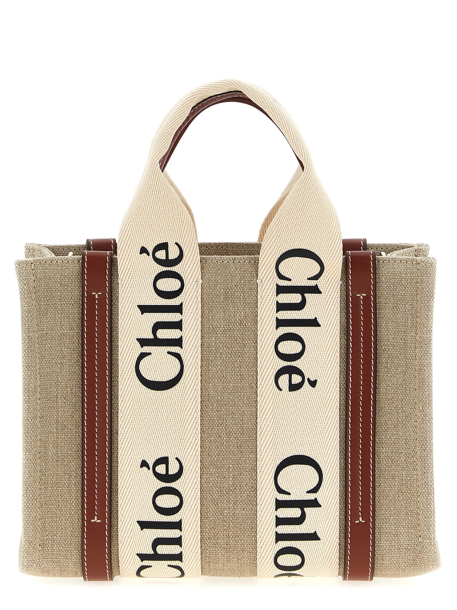 chloé shopping woody small brown tote bag - women