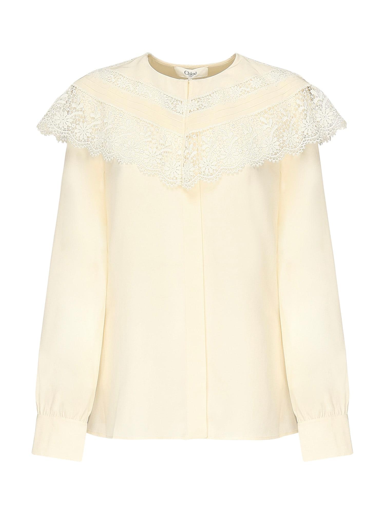 chloé silk and lace ruffle blouse