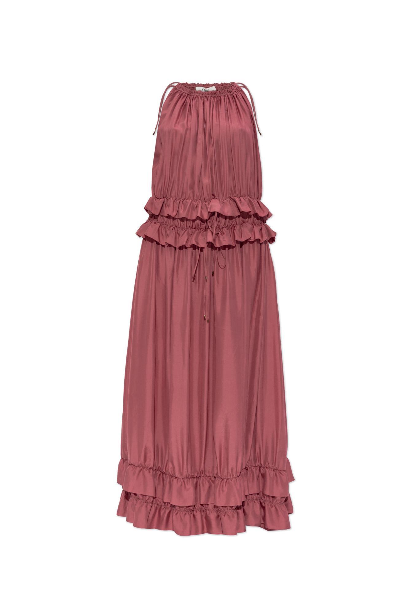 chloé silk dress with ruffles