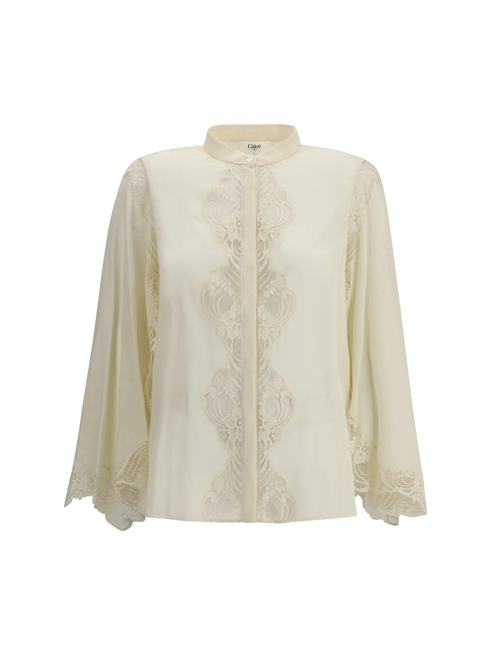 chloé silk georgette and lace blouse