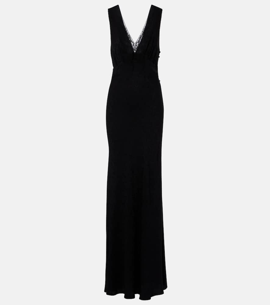chloé silk jacquard and lace gown