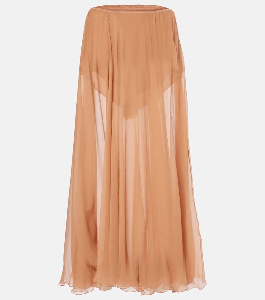chloé silk muslin midi skirt