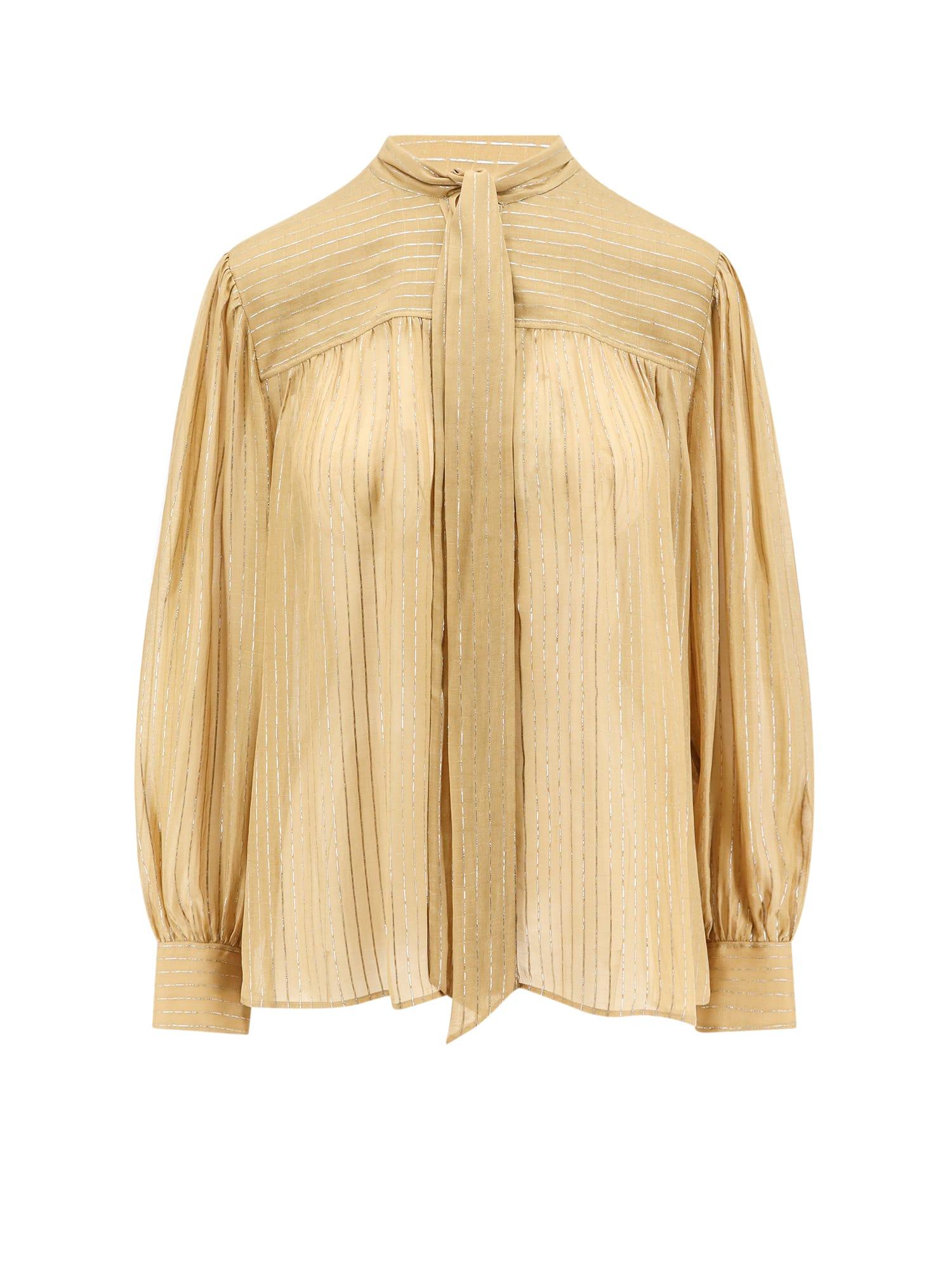 chloé silk shirt with lurex details