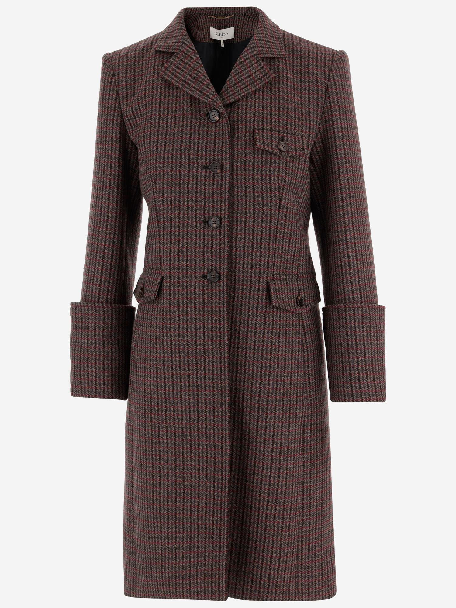 chloé single-breasted wool blend riding coat