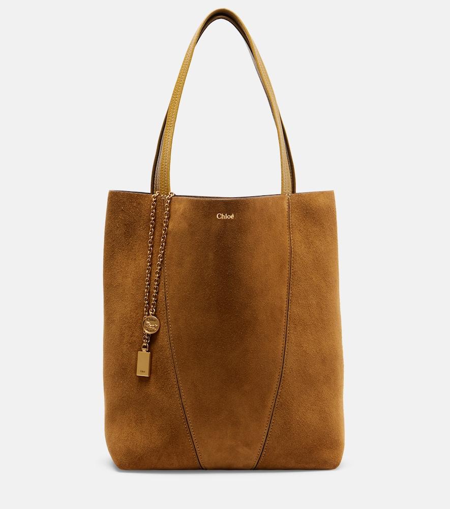 chloé spin medium suede tote bag