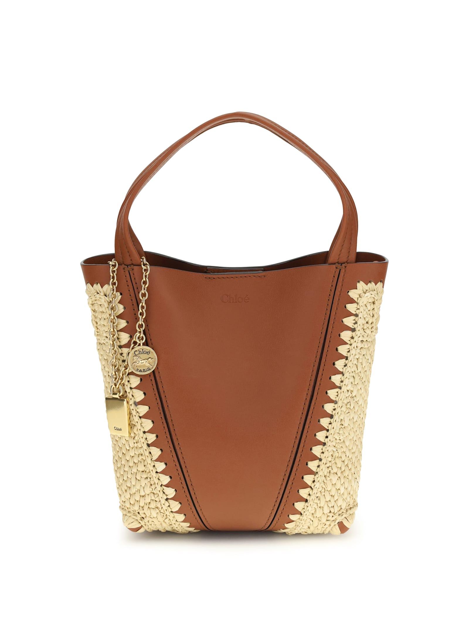 chloé spin raffia bucket bag