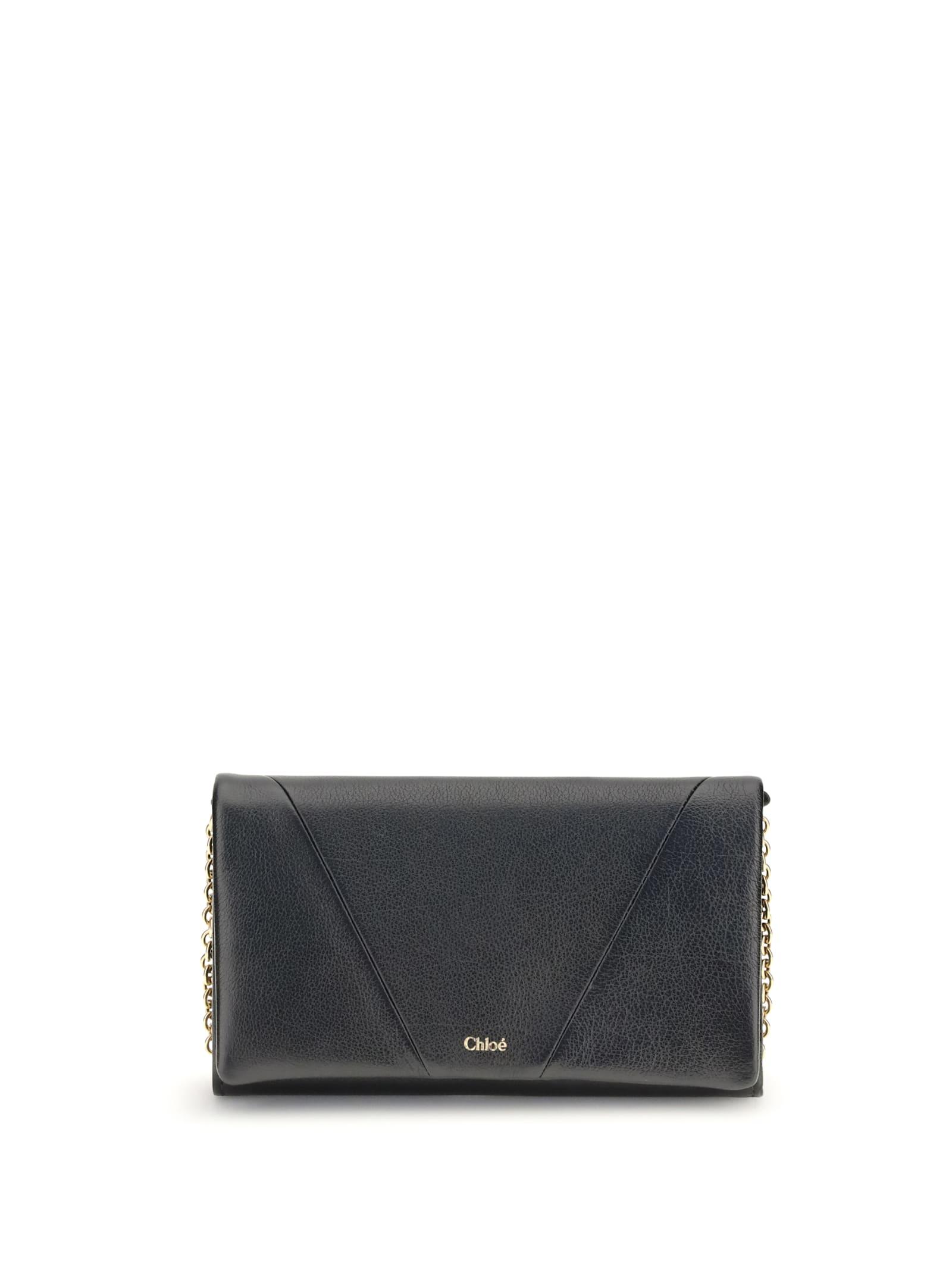 chloé spin wallet with flap and chain