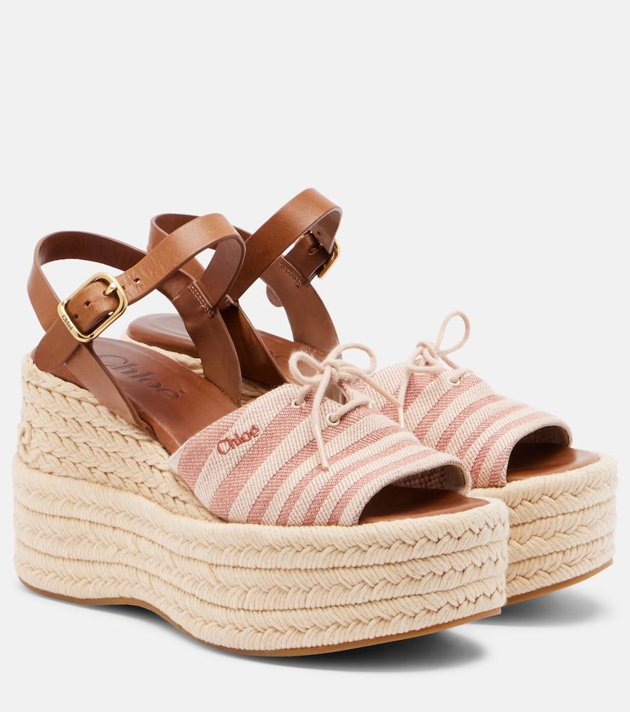 chloé striped canvas espadrille wedge sandals
