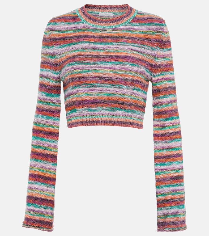 chloé striped wool and cashmere top