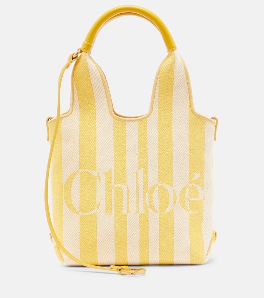 chloé stripy small jacquard tote bag