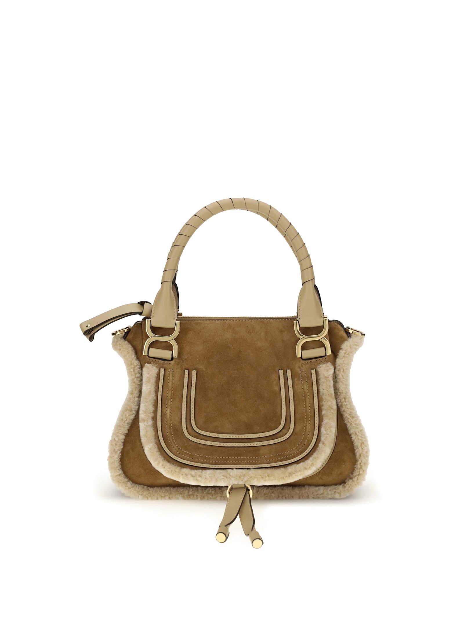 chloé suede and shearling leather marcie small handbag
