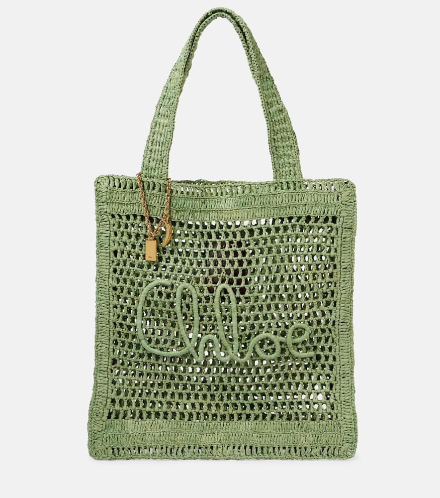 chloé summer banana braided tote bag