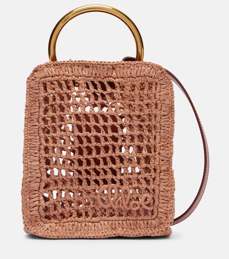 chloé summer banana mini raffia crossbody bag