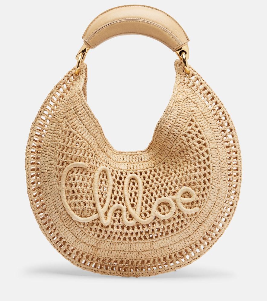 chloé summer banana raffia shoulder bag
