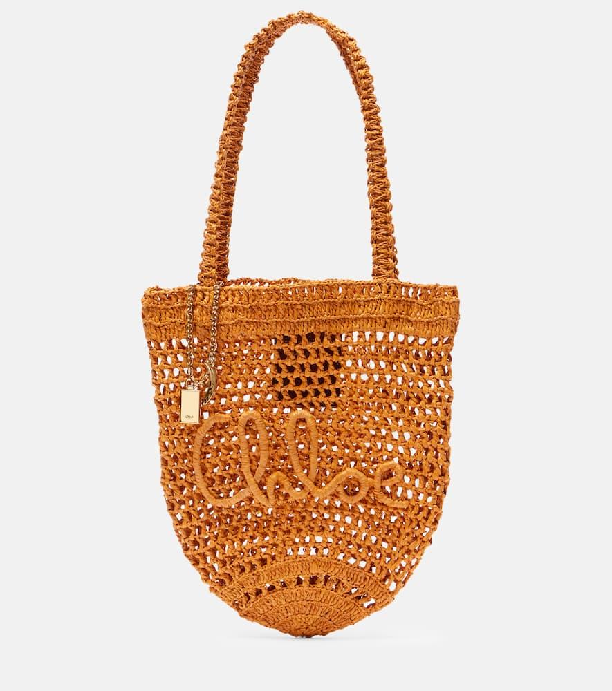 chloé summer banana small raffia shopper