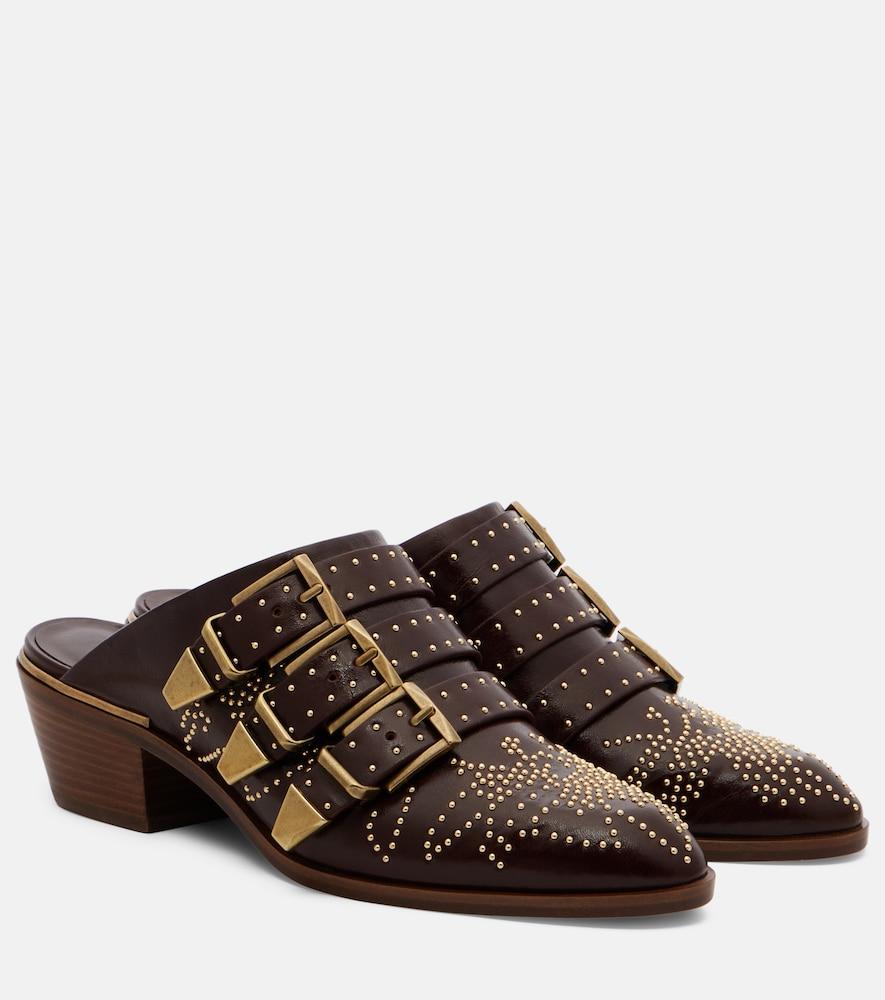 chloé susan studded leather mules