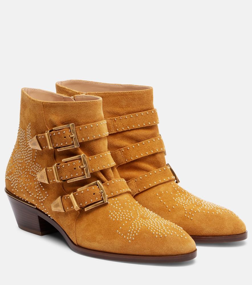 chloé susanna studded suede ankle boots