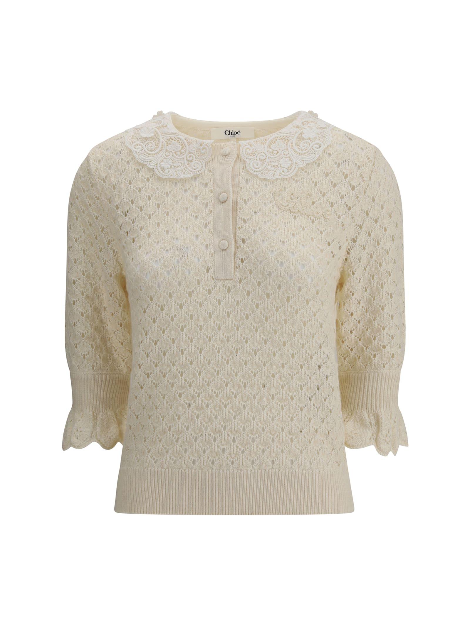 chloé sweater with lace collar