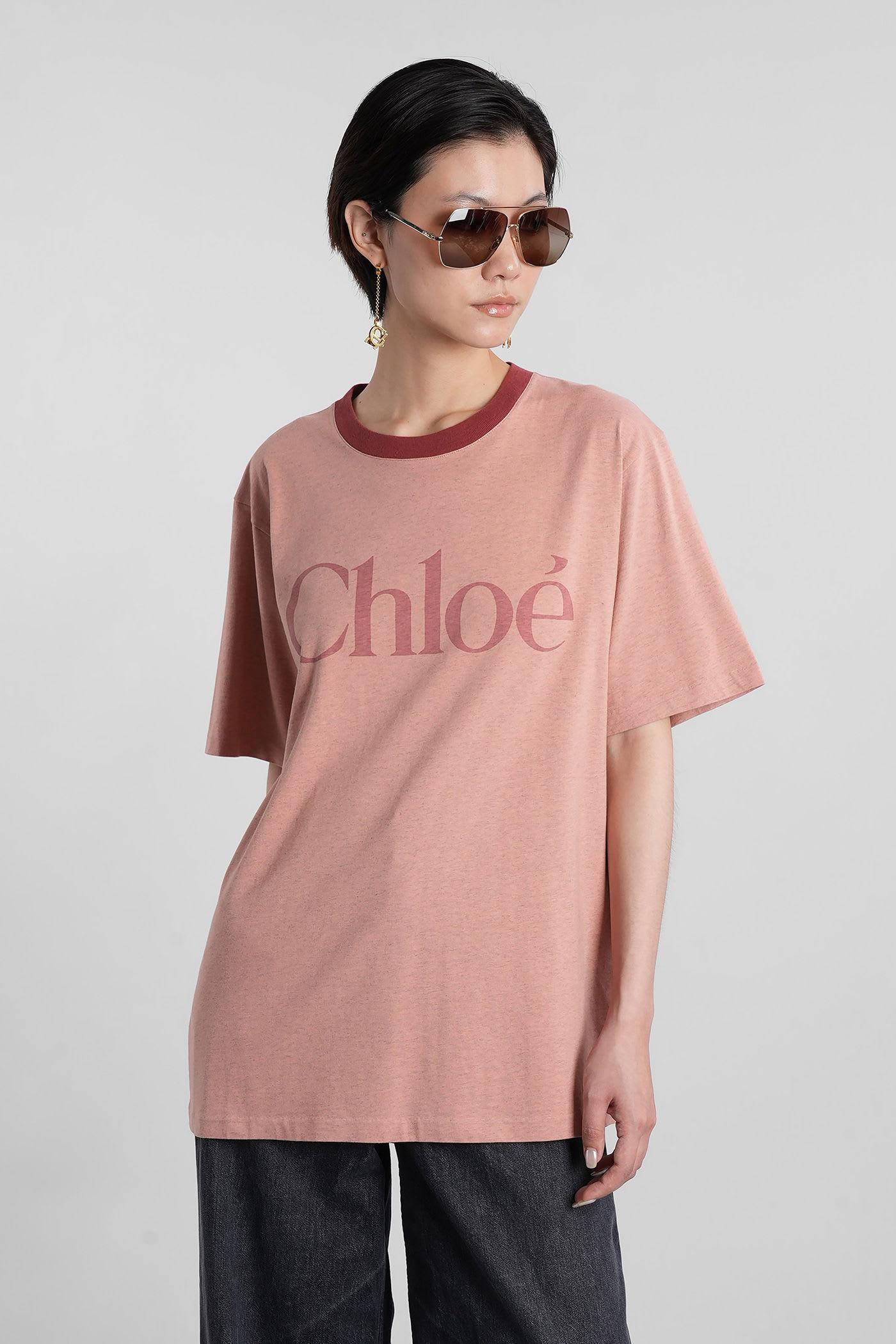 chloé t-shirt in rose-pink cotton