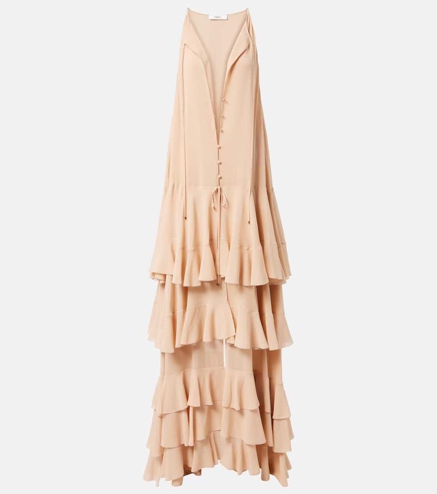chloé tiered silk georgette maxi dress