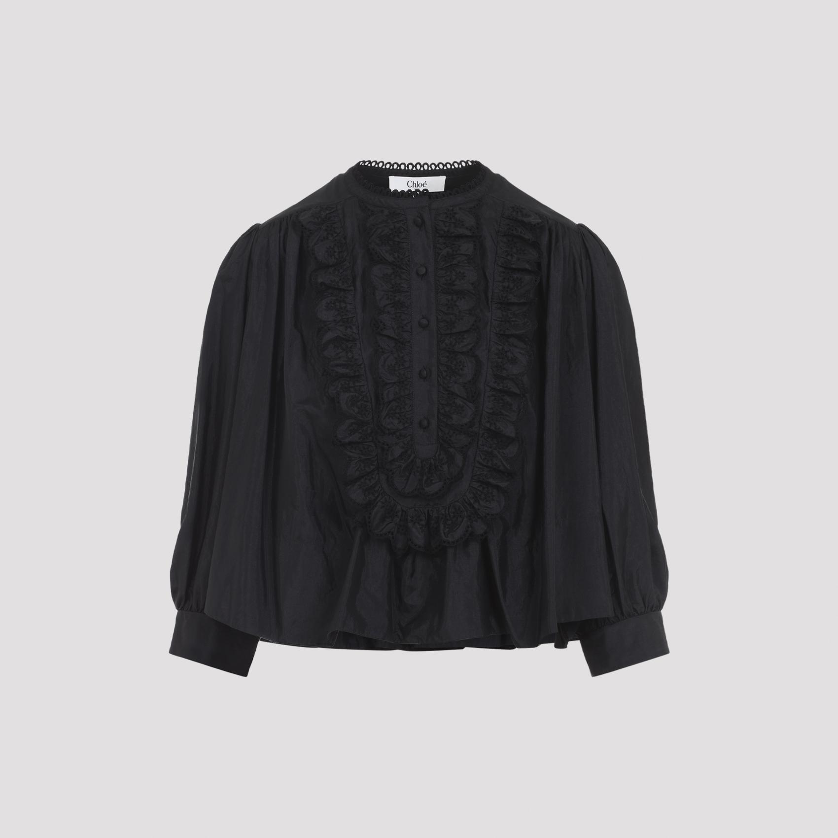 chloé top black polyamide silk - women