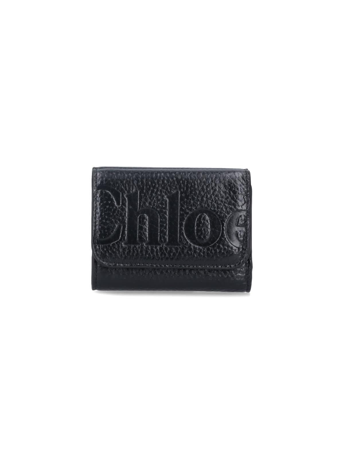 chloé tri-fold logo wallet