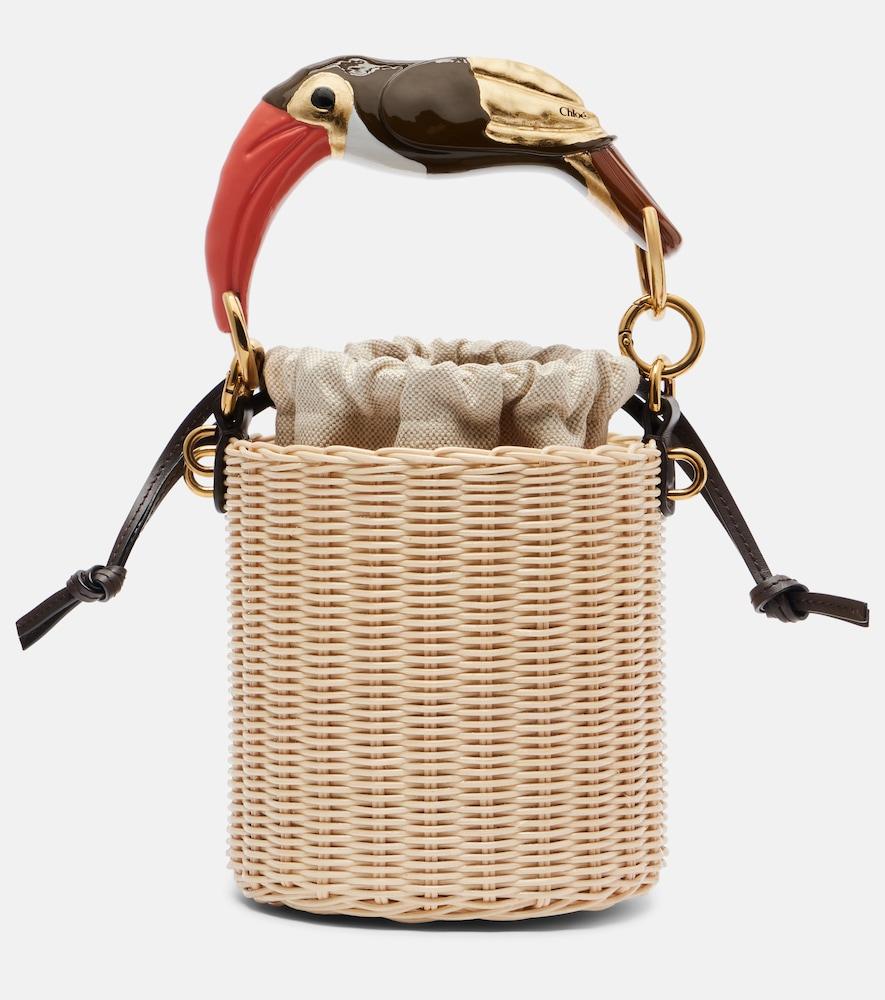 chloé tropicus wicker bucket bag