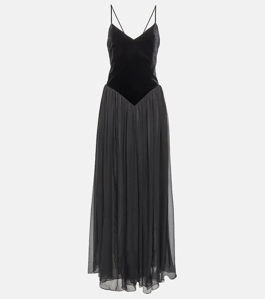 chloé velvet and silk maxi dress