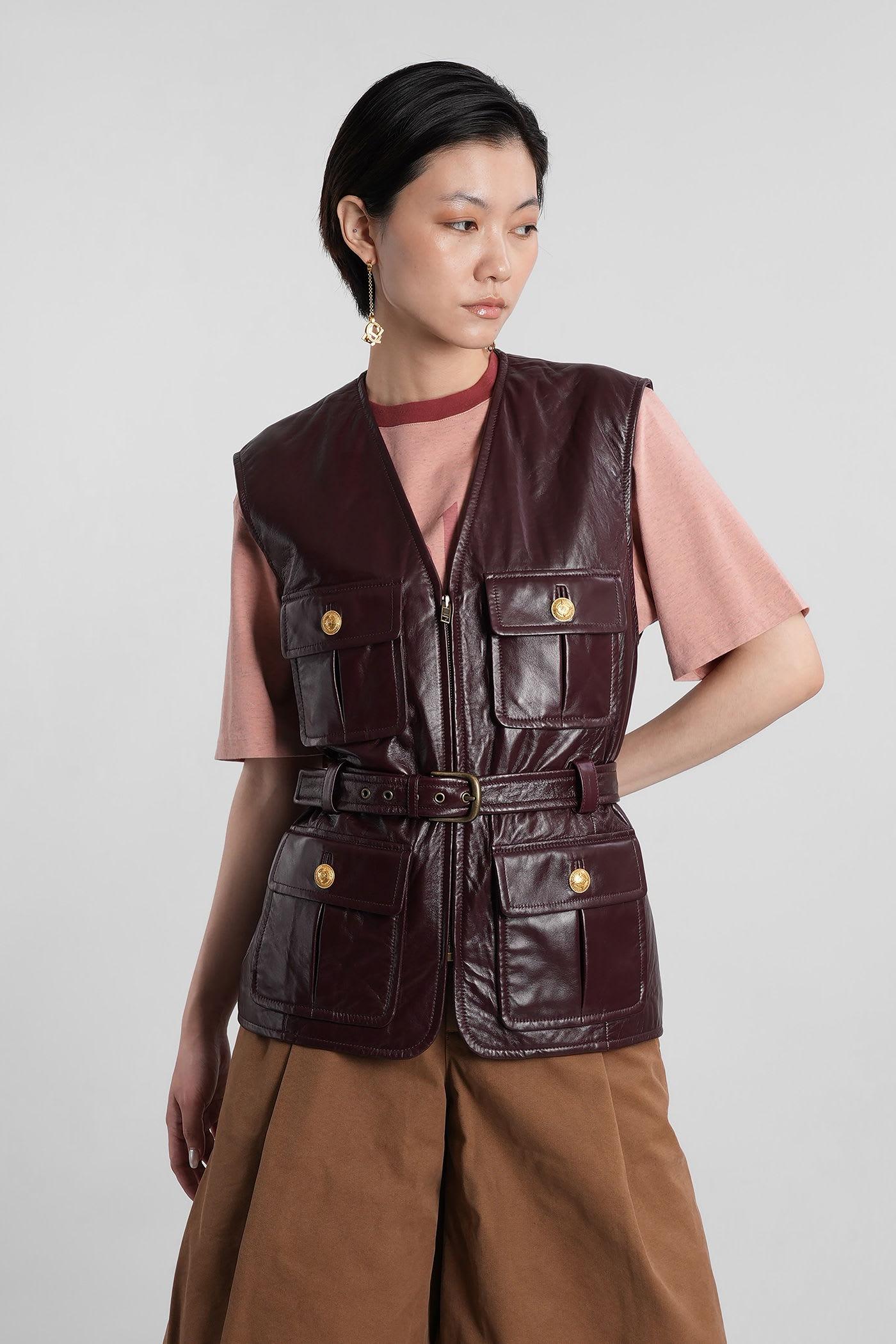 chloé vest in brown leather