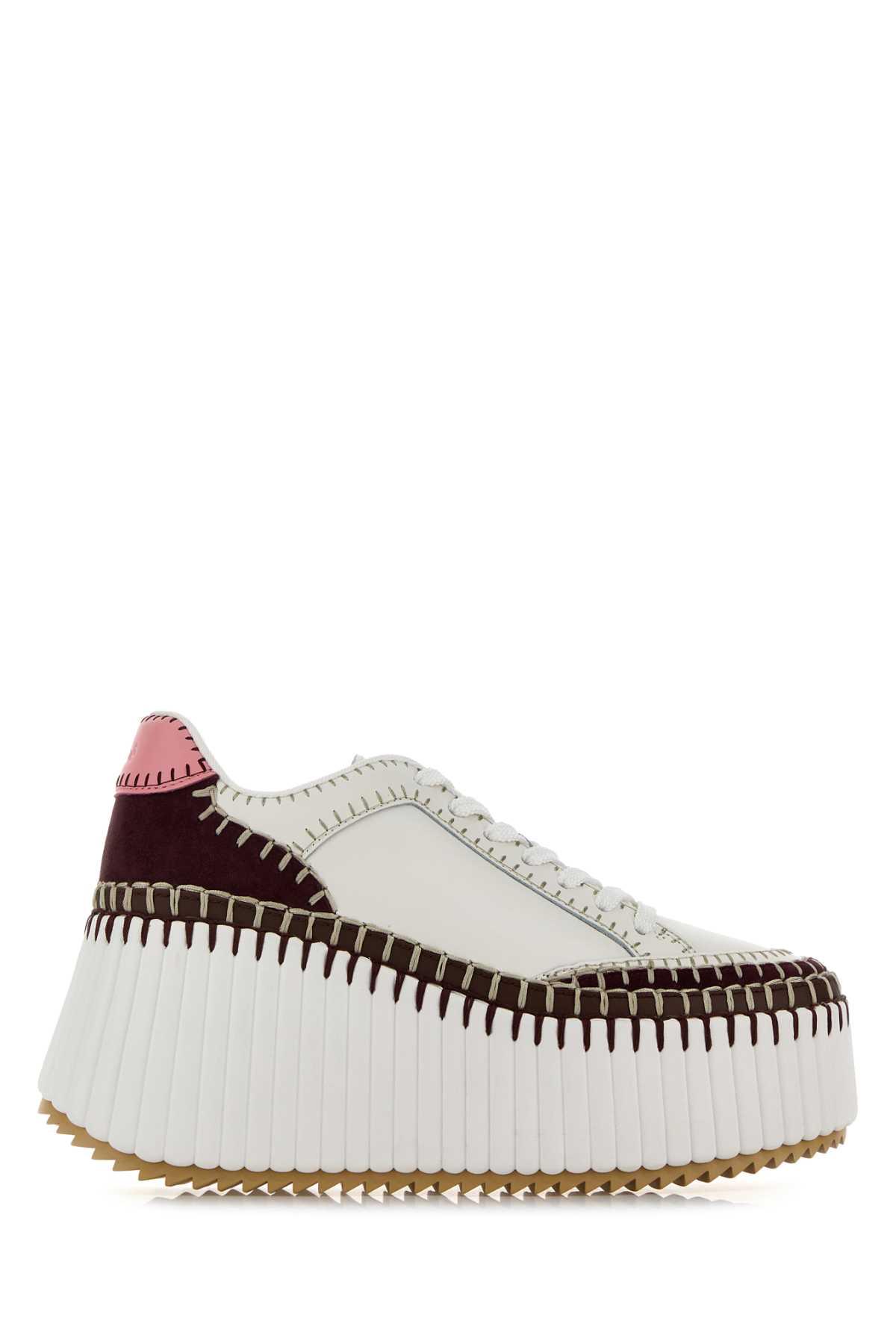 chloé white leather nama sneakers
