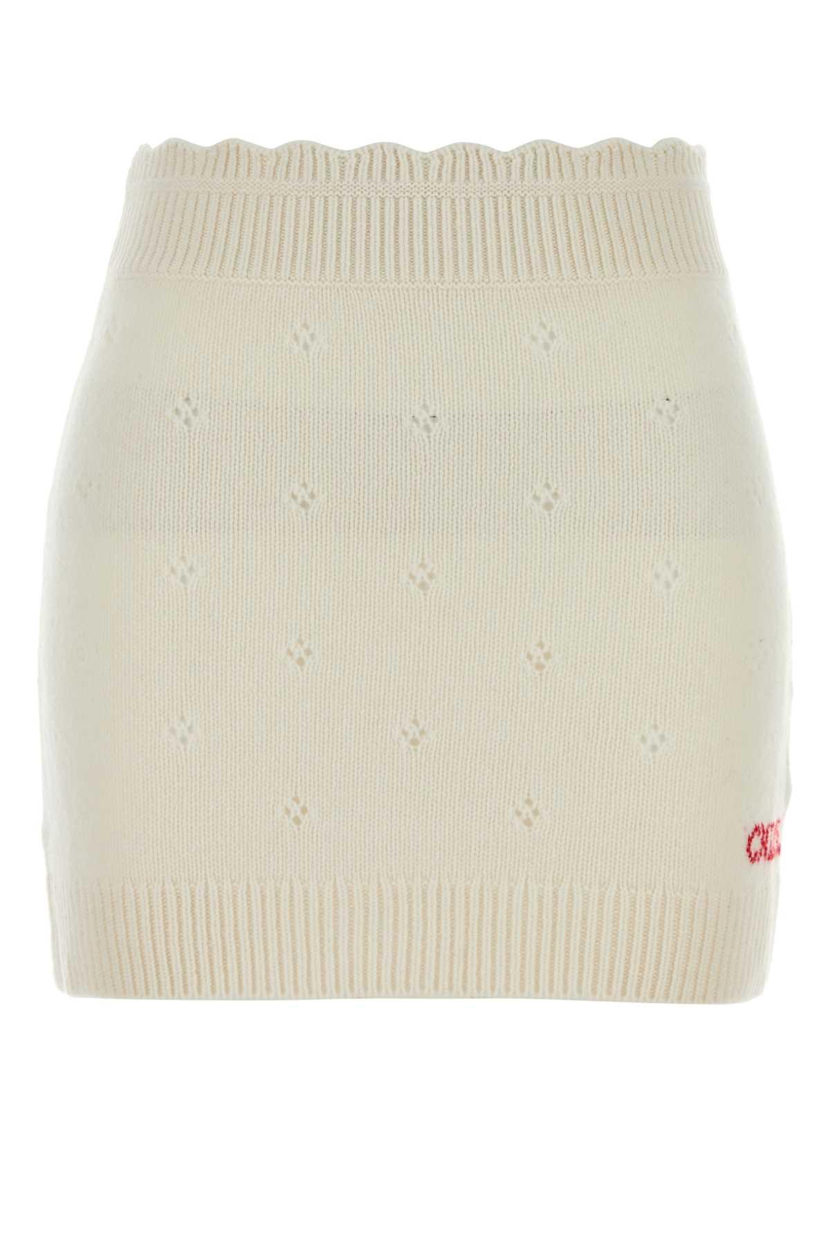 chloé white wool blend mini skirt