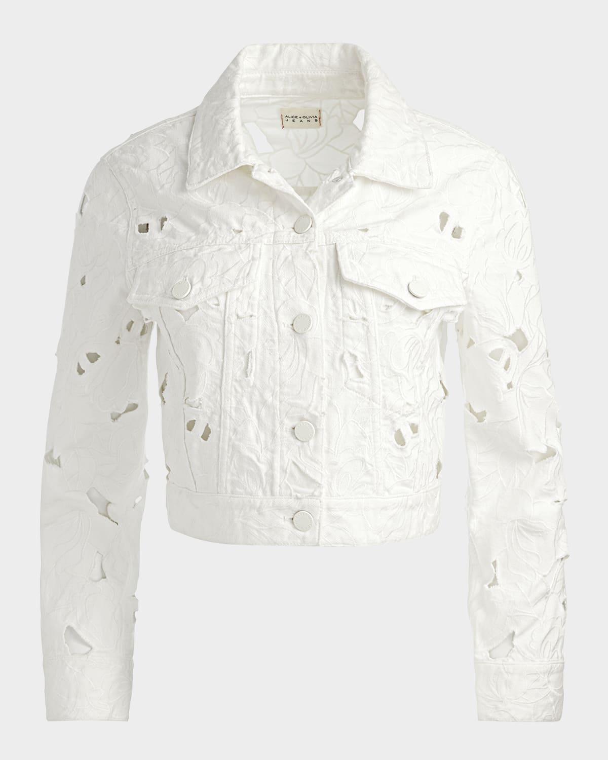 chloe eyelet-embroidered denim jacket