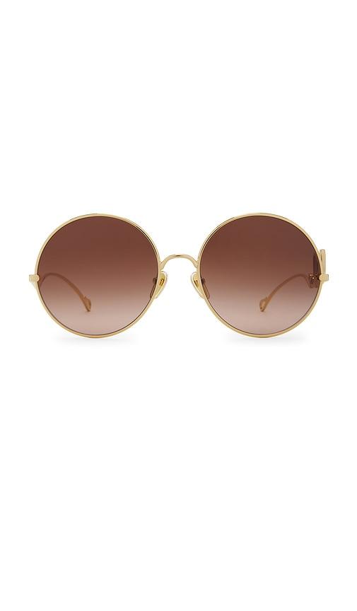 chloe iconic sunglasses in metallic gold.