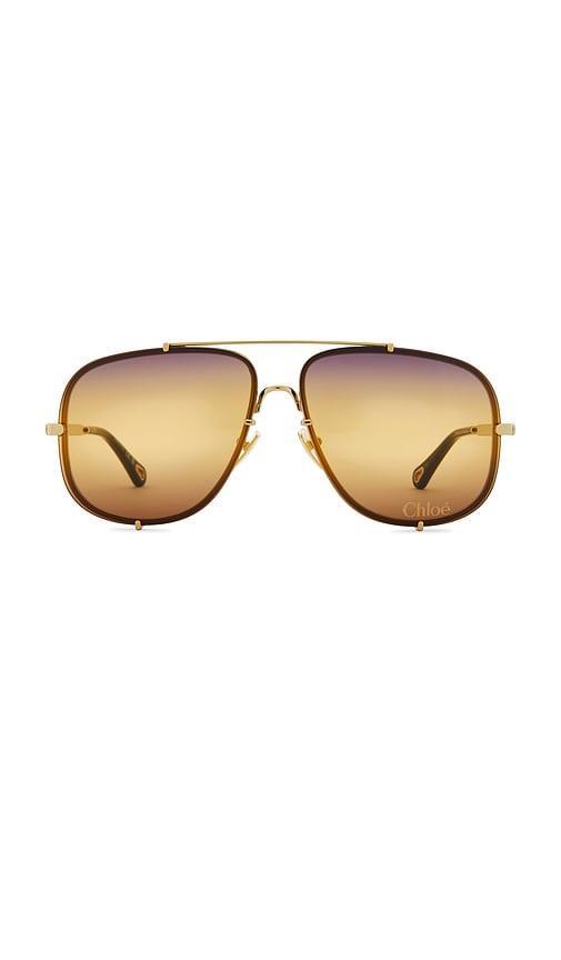 chloe ivy sunglasses in metallic gold.