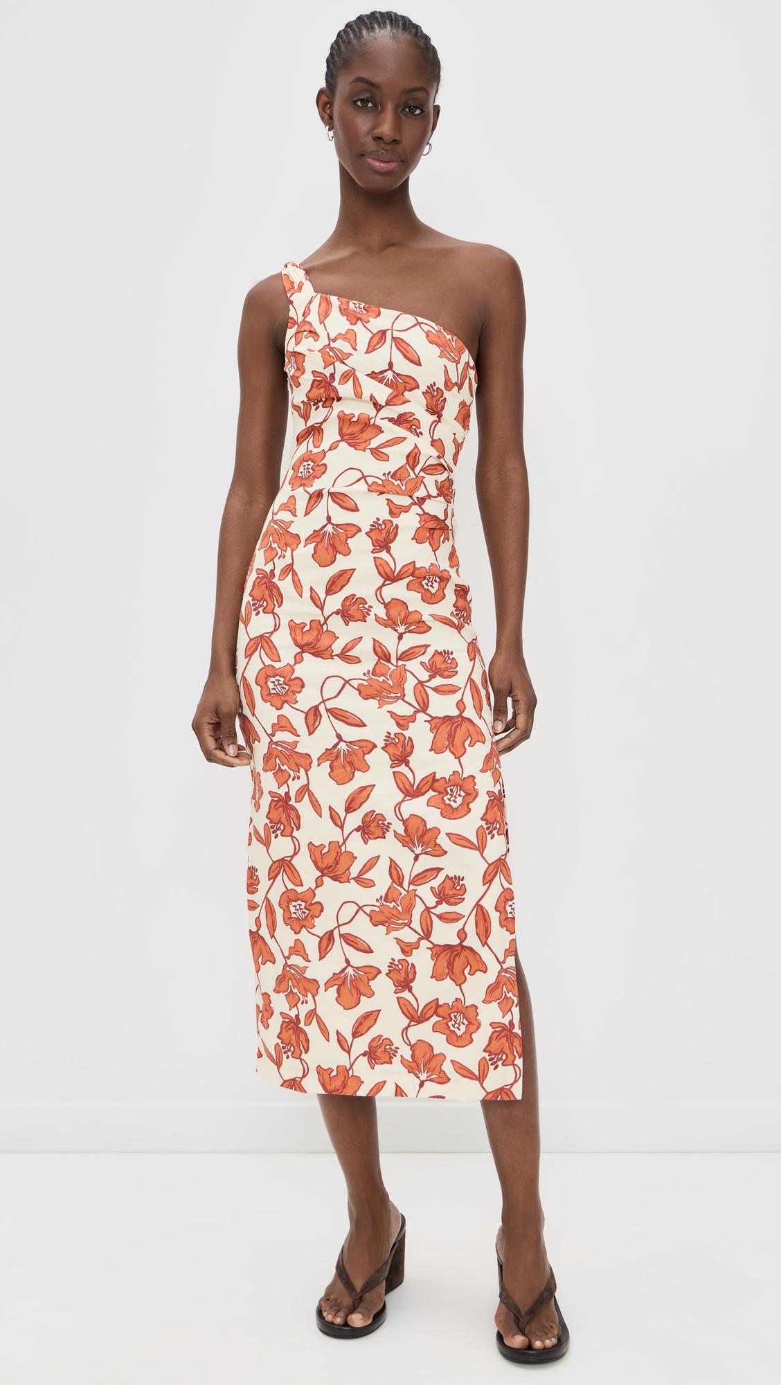 chloe one shoulder midi dress