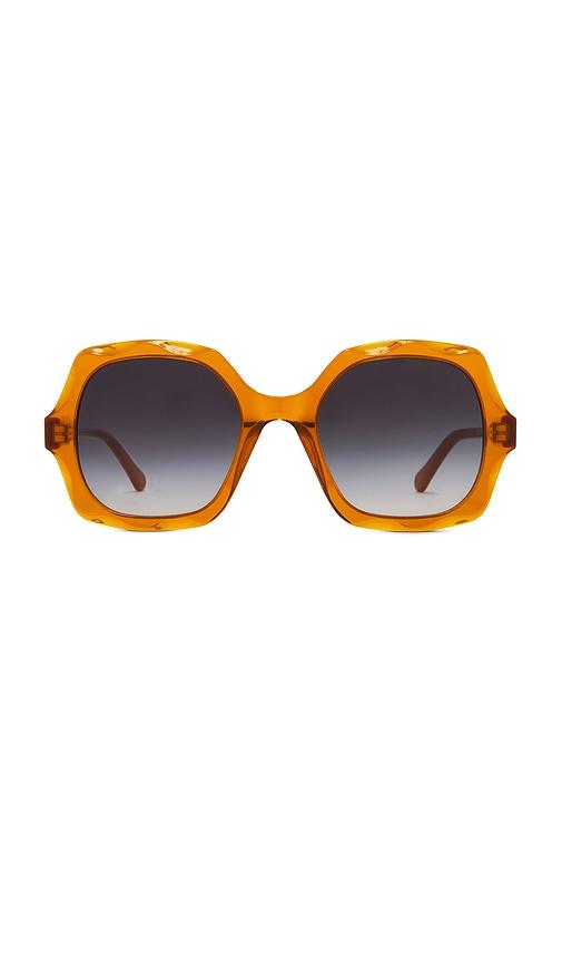 chloe square sunglasses in orange.