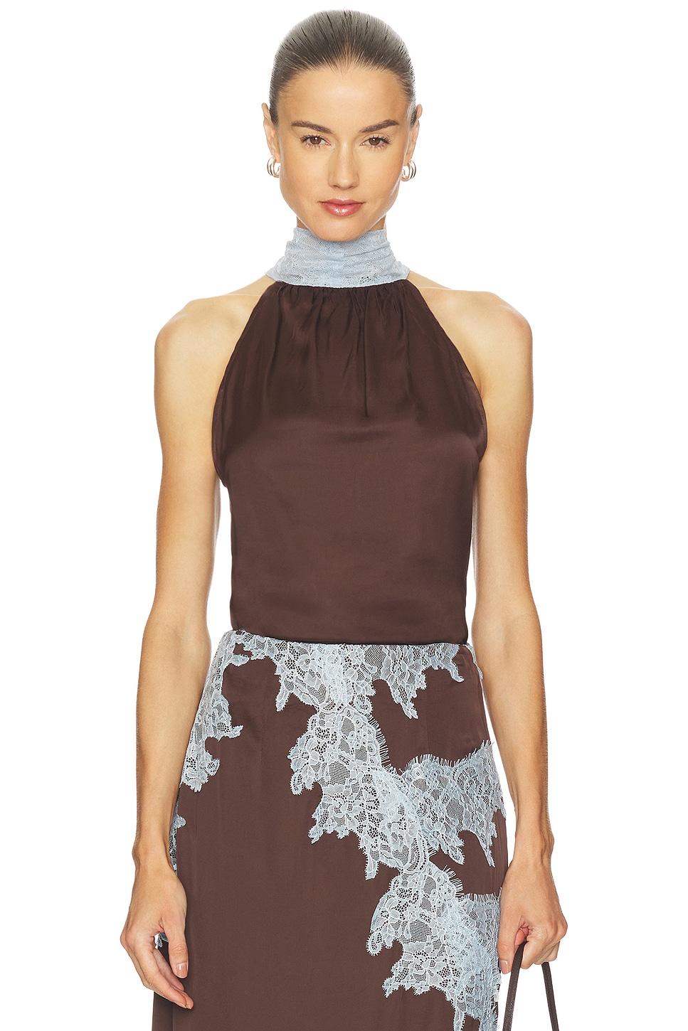 chocolate blue lace top