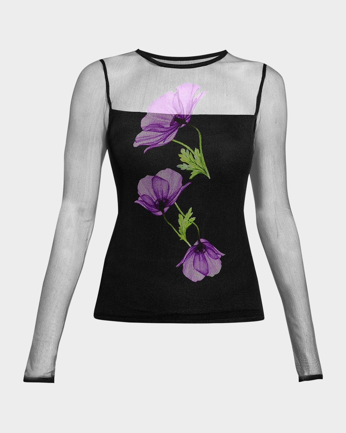 christa floral long-sleeve top