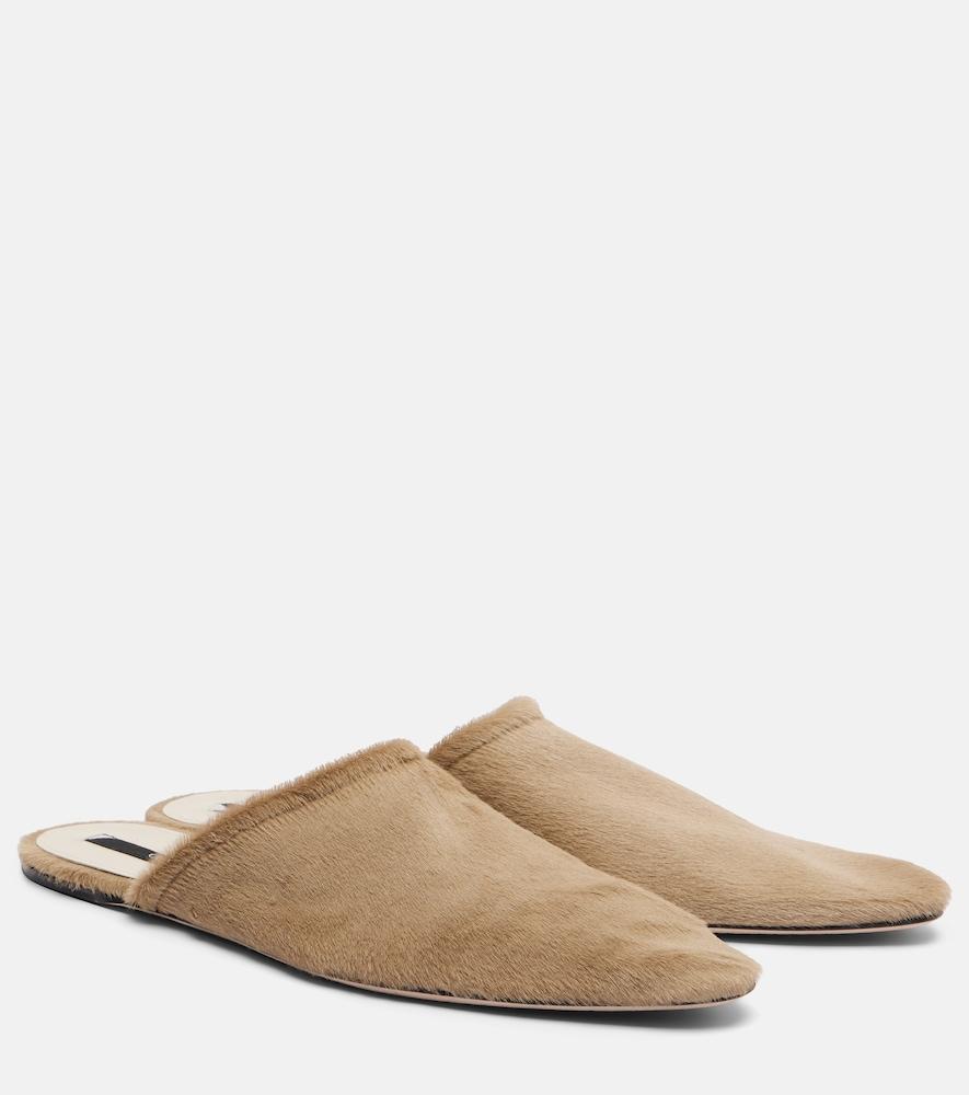 christen elipse calf hair mules