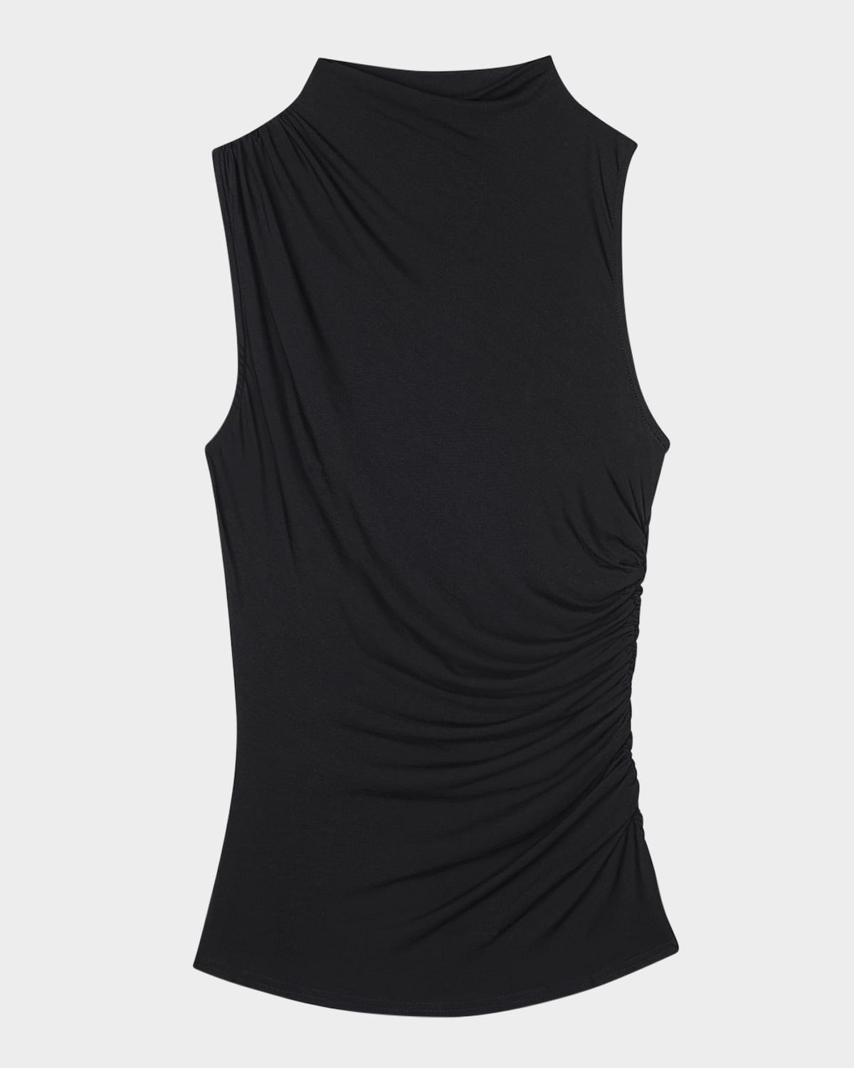 christen ruched mock-neck blouse