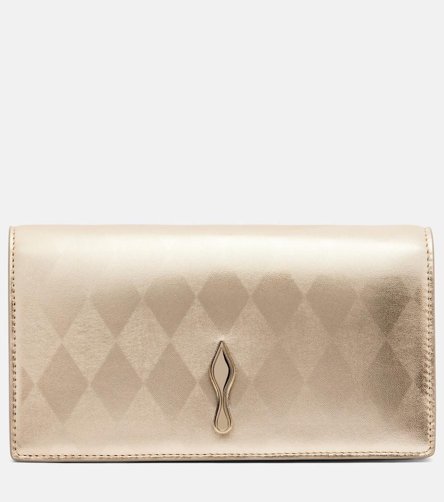 christian louboutin bettina metallic leather clutch